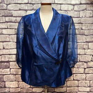 Alex Evenings Blue Shimmer 3/4 Sleeve Blouse Size 1X